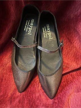 Anthropologie Maypol Mary Janes In Metallic Bronze & Black NWOT